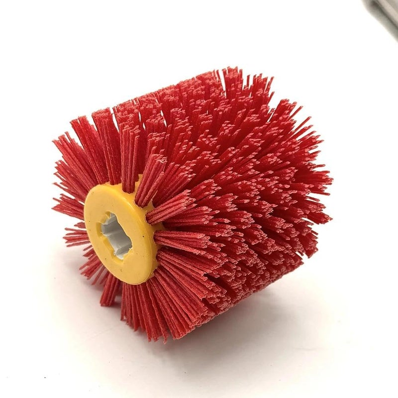 Signi Abrasive Nylon Drawing Wheel Drum Burnishing Brush for Wood polishing 1 Pack (60 Grrit, Red Color Nylon) - Image 2